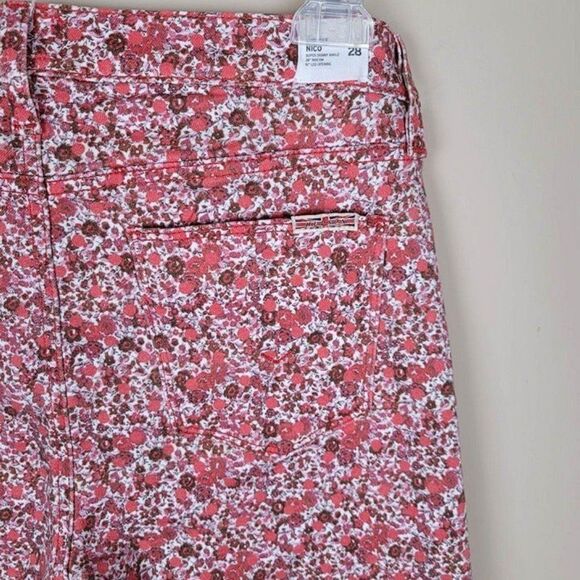 Hudson Nico Midrise Ankle Spr Skinny Floral Jeans Red White Size 28 - Picture 6 of 10